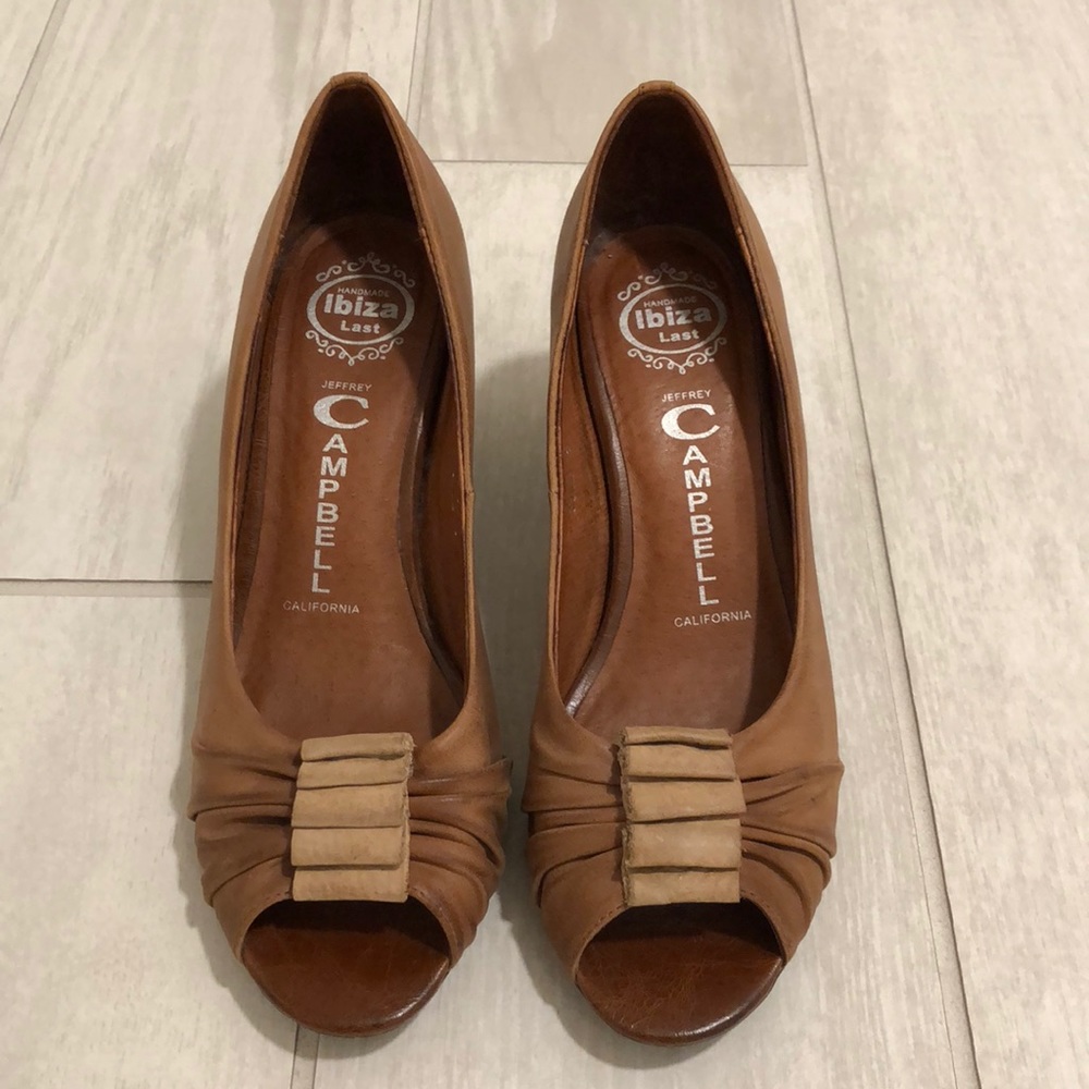 Jeffrey Campbell Ibiza handmade heel brown